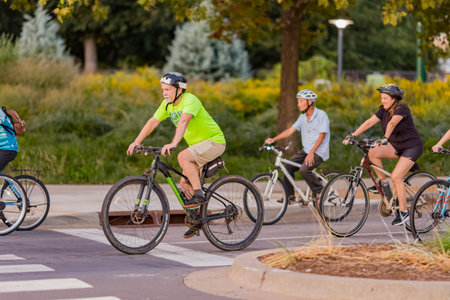 Oklahoma, SEP 29 2023 - Many people were joining the Full Moon Bike Ride