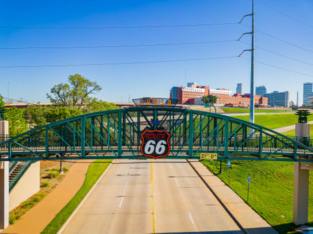 Oklahoma, SEP 25 2023 - Sunny view of the Cyrus Avery Centennial Plazaのeditorial素材