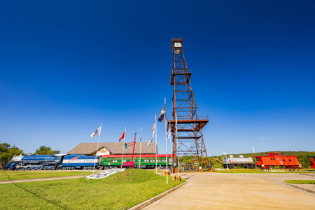 Oklahoma, SEP 25 2023 - Sunny view of the Route 66 Historical Villageのeditorial素材