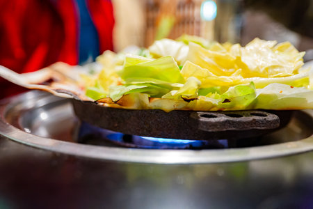 Close up shot of delicious chicken paper hot pot at Japanの写真素材