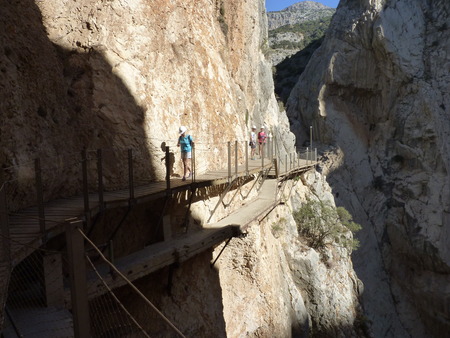 Royal Trail (El Caminito del Rey) in gorge Chorro, Malaga provinceのeditorial素材