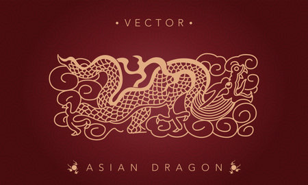 Asian dragon chinese dragon totem patternのイラスト素材