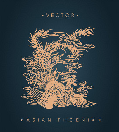 Asian phoenix chinese phoenix totem patternのイラスト素材