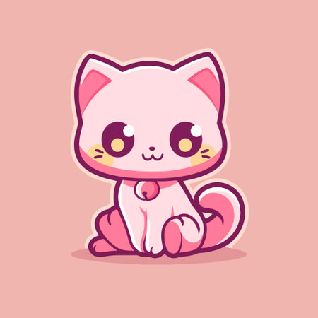 Cute cartoon cat. Kawaii animal character. Vector illustration.のイラスト素材