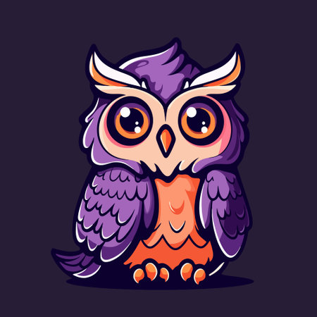 Owl. Vector illustration. Cartoon style. Isolated on dark background.のイラスト素材