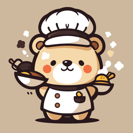 Cute Beaver Chef Vector Illustration. Cute Beaver Chef Cartoon Characterのイラスト素材