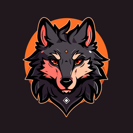 Wolf head mascot logo. Vector illustration of wolf head mascot isolated on black background