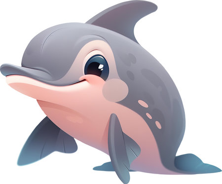 cute dolphin cartoon isolated on a white background. Vector illustration.の素材