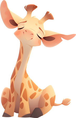 Cartoon giraffe. Vector illustration isolated on a white background.の素材