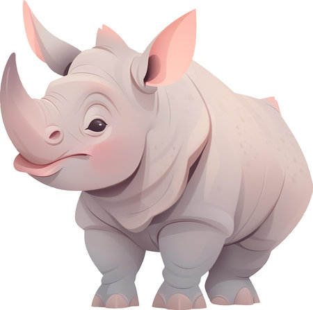 Cute rhinoceros isolated on white background. Vector illustration.の素材