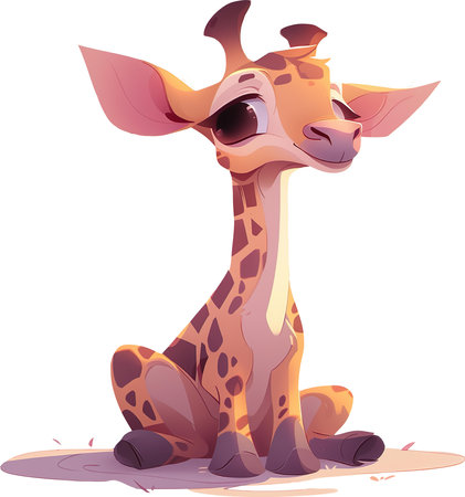 Cartoon giraffe. Vector illustration of a cute giraffe.の素材