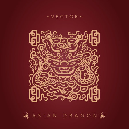 Asian dragon Chinese dragon totem patternのイラスト素材