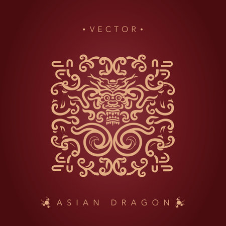 Asian dragon Chinese dragon totem patternのイラスト素材