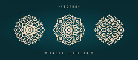Vector set of decorative ornamental mandala. Geometric circle element made in vectorのイラスト素材