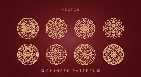Vector set of mandala design elements. Oriental pattern, vector illustration.のイラスト素材