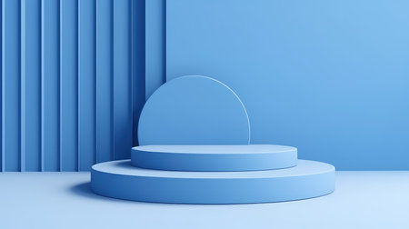Abstract minimal scene with blue podium for mock up presentation. 3d renderの素材