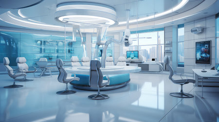 3d rendering of modern medical office interior design with surgery equipment.の素材