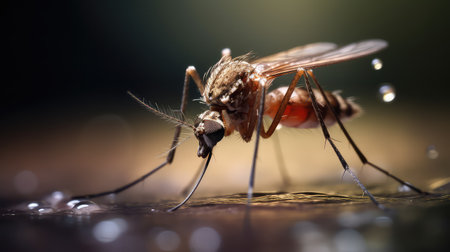 mosquito on the glass with water droplets. macro shotの素材