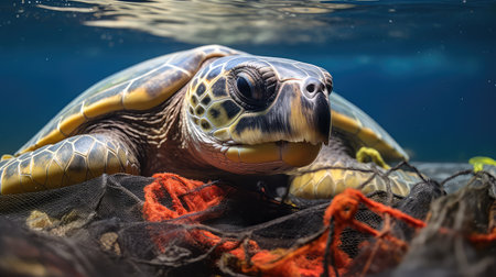 Green Sea Turtle (Chelonia mydas) in the oceanの素材