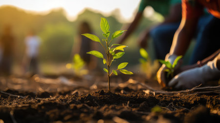 Planting seedlings in the garden, planting trees in the gardenの素材