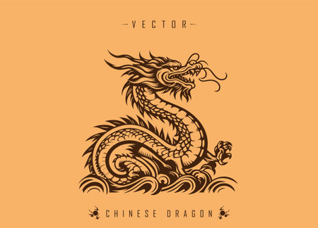 Chinese dragon head. Chinese zodiac sign. Symbol of chinese new year. Vector illustrationのイラスト素材