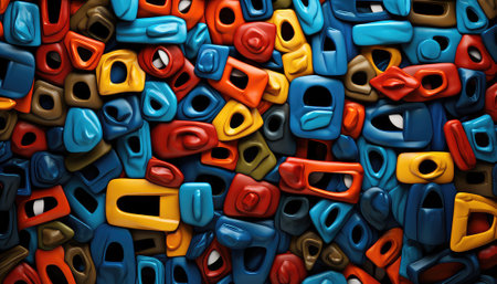 3d illustration of many colorful plastic caps background, abstract background.の素材