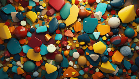 3d illustration of abstract background with multicolor geometric shapes.の素材