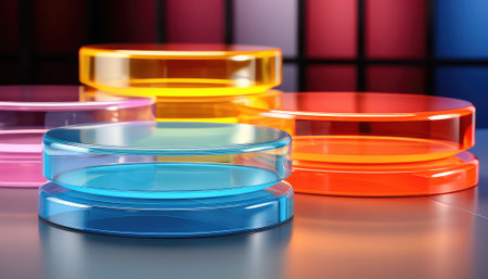 3d render, abstract background, geometric shapes, podium for product presentationの素材