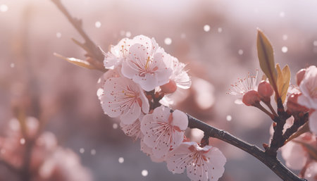 Cherry blossom in spring time with soft focus and bokehの素材