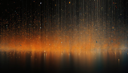 abstract background with bokeh defocused lights and water surfaceの素材