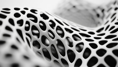 Abstract 3d rendering of chaotic structure. Bended lines with holes.の素材