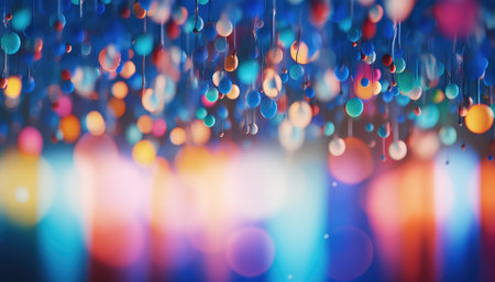 Colorful defocused lights with bokeh effect. Abstract background.の素材