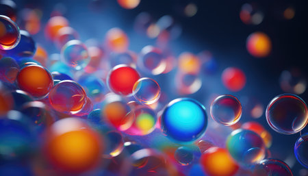 Abstract background with colorful bubbles. 3d rendering, 3d illustration.の素材