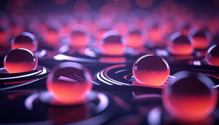 3d illustration of abstract background with shiny spheres. 3d renderingの素材