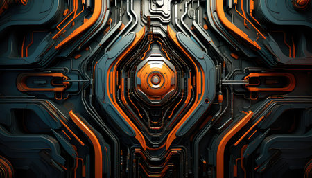 Abstract Wallpaper with Robotic Edge: 3D Design Elementsの素材