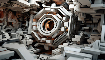 Abstract Wallpaper with Robotic Edge: 3D Design Elementsの素材