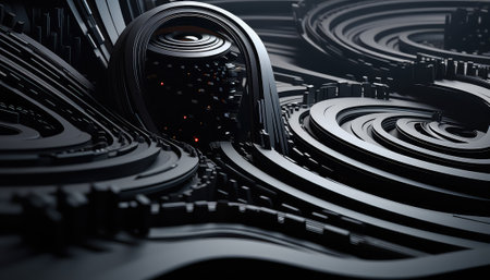 3D rendering of abstract technology concept background. Sci-fi tunnelの素材