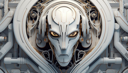 Abstract Wallpaper with Robotic Edge: 3D Design Elementsの素材