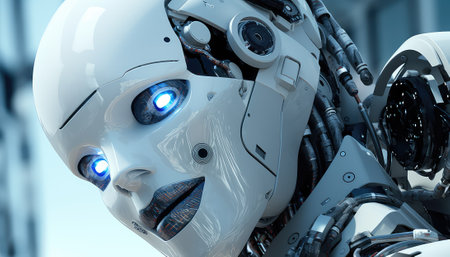 Abstract Wallpaper with Robotic Edge: 3D Design Elementsの素材