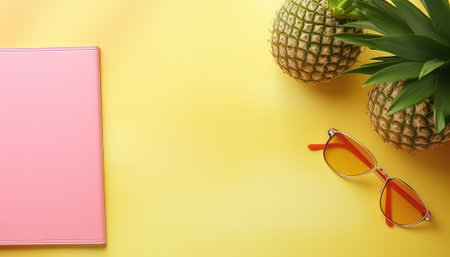 Tabletop Flat Lay Composition with Various Accessoriesの素材