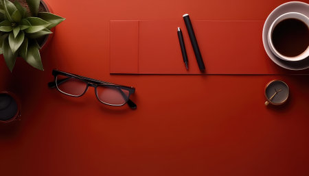 Tabletop Flat Lay Composition with Various Accessoriesの素材