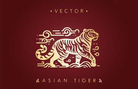 Chinese zodiac sign. Tiger. Year of the Tiger. Vector illustration.のイラスト素材