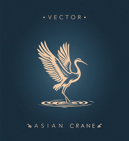 Crane Landing on Water Vectorのイラスト素材