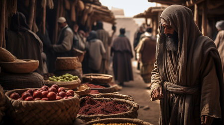 Middle Eastern Spice Merchant at Marketの素材
