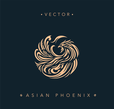 Abstract Asian Phoenix Vector Illustrationのイラスト素材