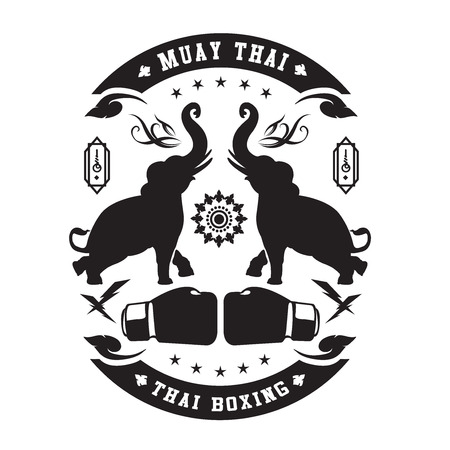 Thai boxing club Vintage emblem signのイラスト素材