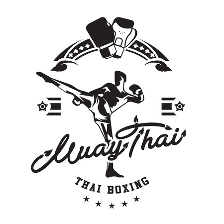 Thai boxing club Vintage emblem signのイラスト素材