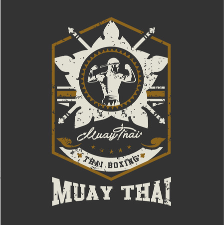 Thai boxing club Vintage emblem signのイラスト素材