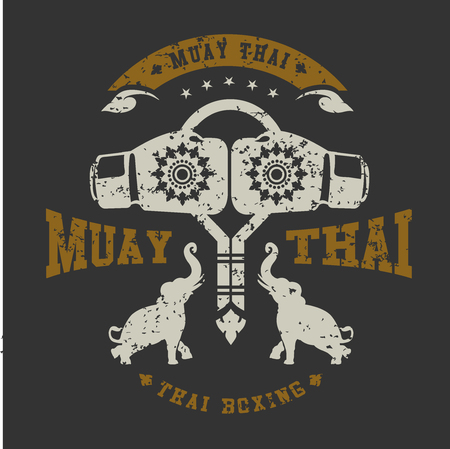 Muay thai club Vintage emblem, logo, sign, vector illustrationのイラスト素材