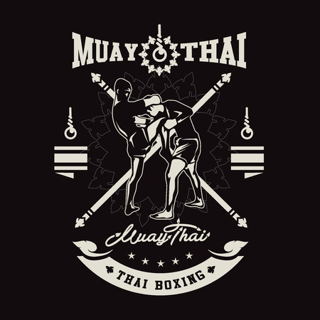Muay thai club Vintage emblem, logo, sign, vector illustrationのイラスト素材
